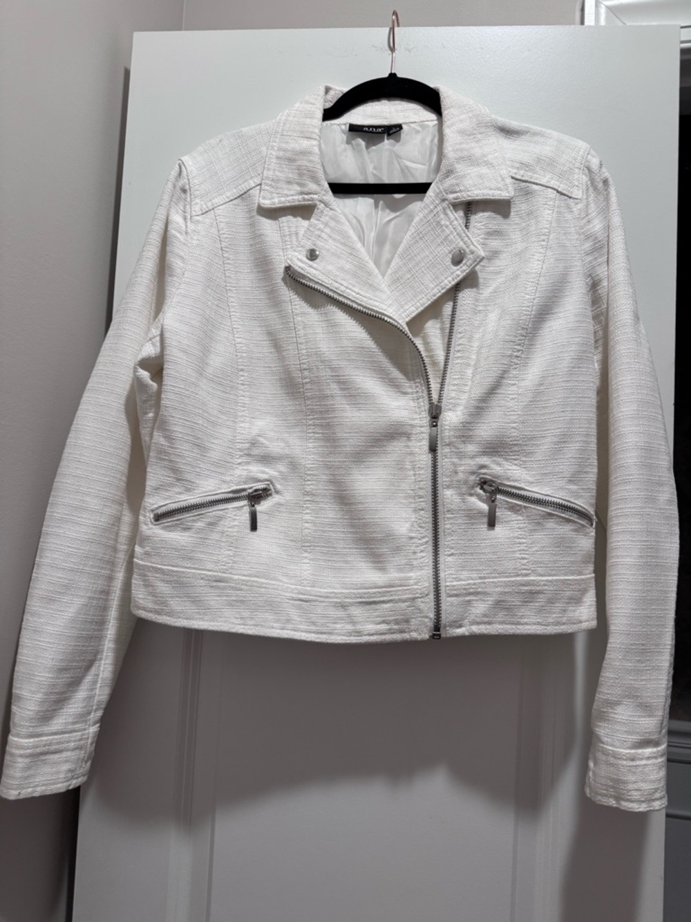 a.n.a White Textured Moto-Style Jacket